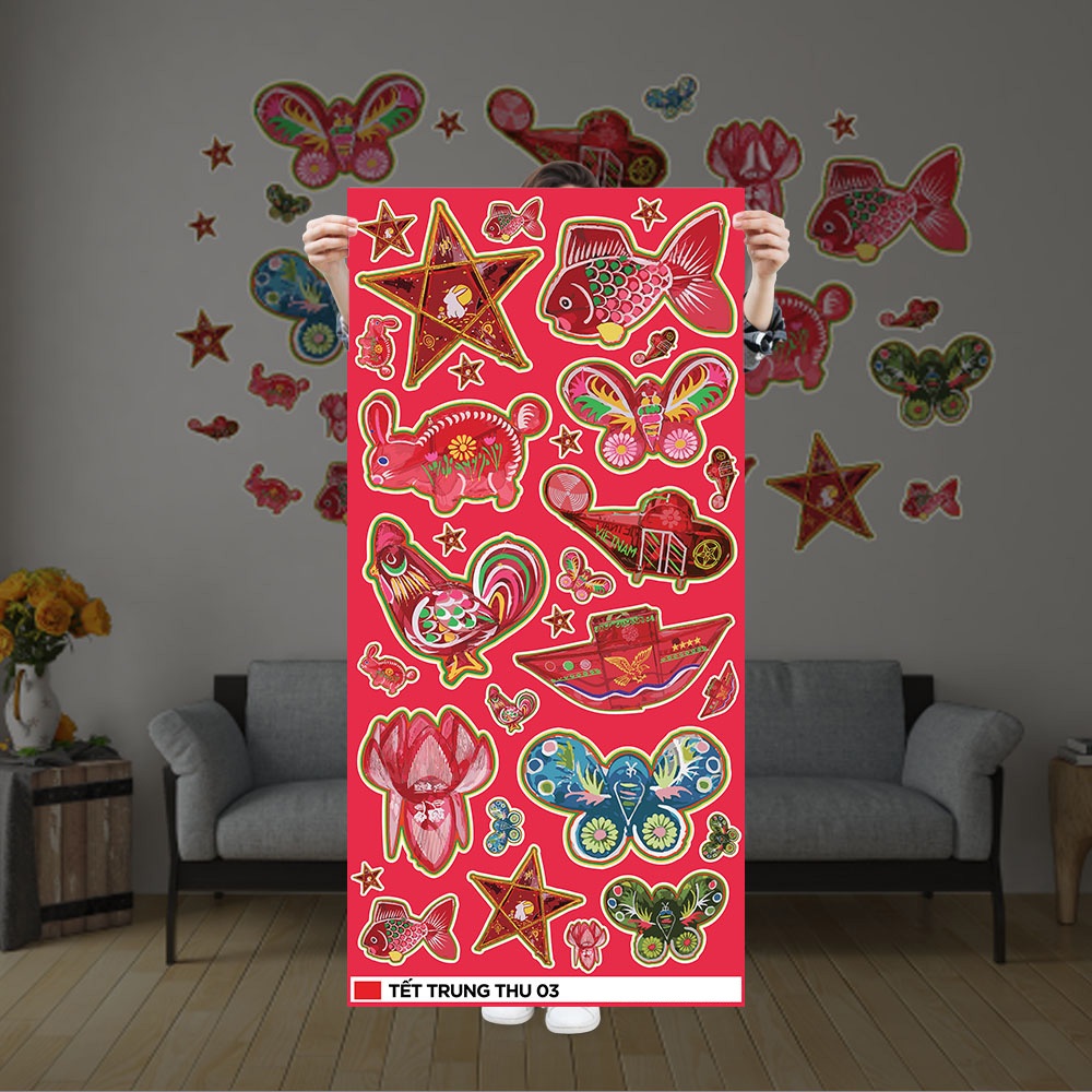 Decoration TẾT TRUNG THU nhiều mẫu - Sticker decal khổ lớn trang trí nhà cửa, văn phòng, cửa hàng - 