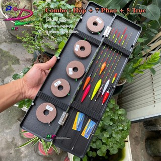 Bộ hộp 7 phao kim ĐEN câu đài, câu cá, phao có nhiều màu ,tải chì khác nhau ! ( 5 phao ngày + 2 phao đêm + 5 trục )
