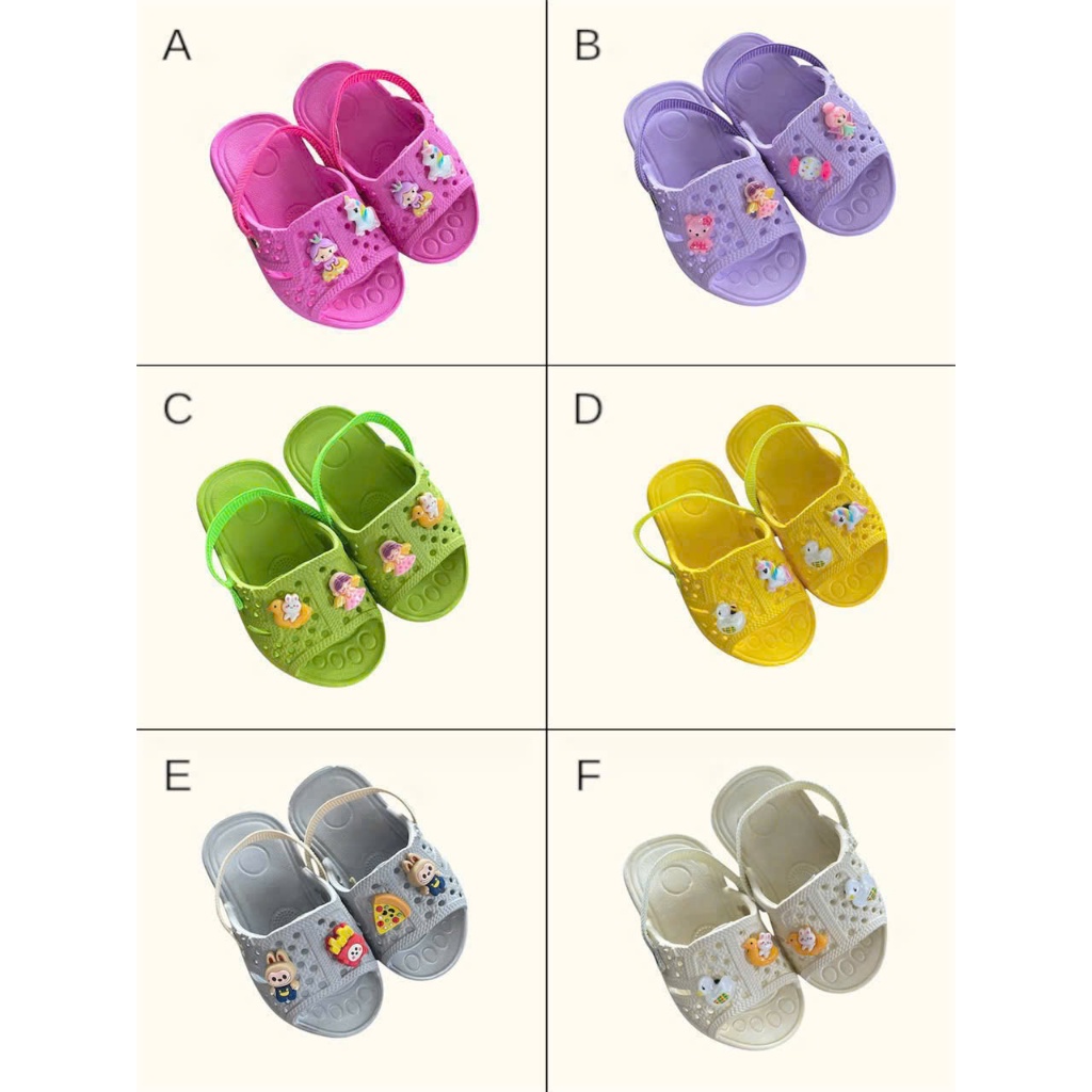 Dép tổ ong em bé charm ngẫu nhiên Dép tổ ong trẻ em quai chun màu sắc rực rỡ sticker dễ thương