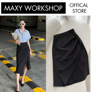 Chân váy nữ midi đắp tà bên hông tôn dáng che khuyết điểm Draped Side Skirt Maxy Workshop