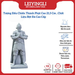 Tượng Tôn Ngộ Không Chiến Bào Giả Đá 21.5cm – Tượng Đá Phong Thủy Trang Trí Hồ Cá, Kệ, Văn Phòng
