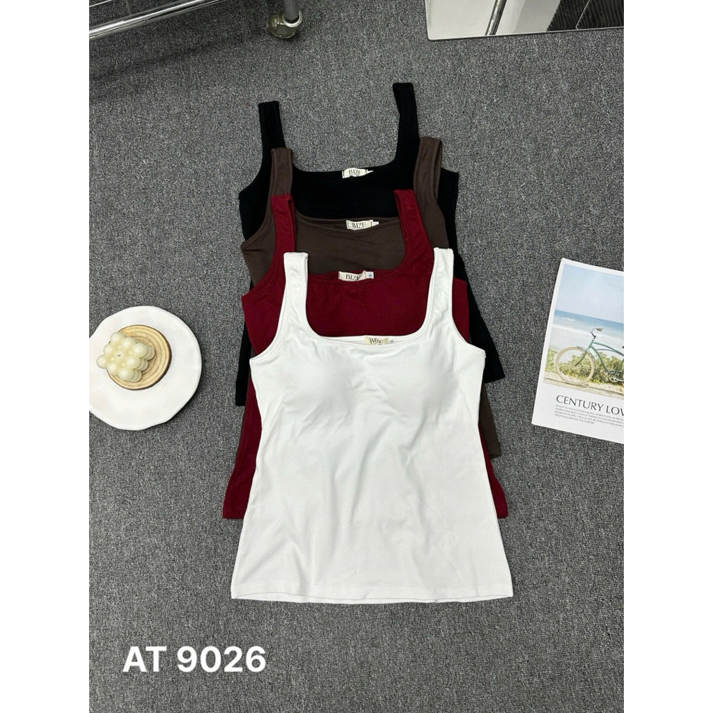 Áo thun nữ ba lỗ cổ chữ U Bigsize 55-85kg trơn có mút cố định tôn V1 AT9026 | BigBuy360 - bigbuy360.vn