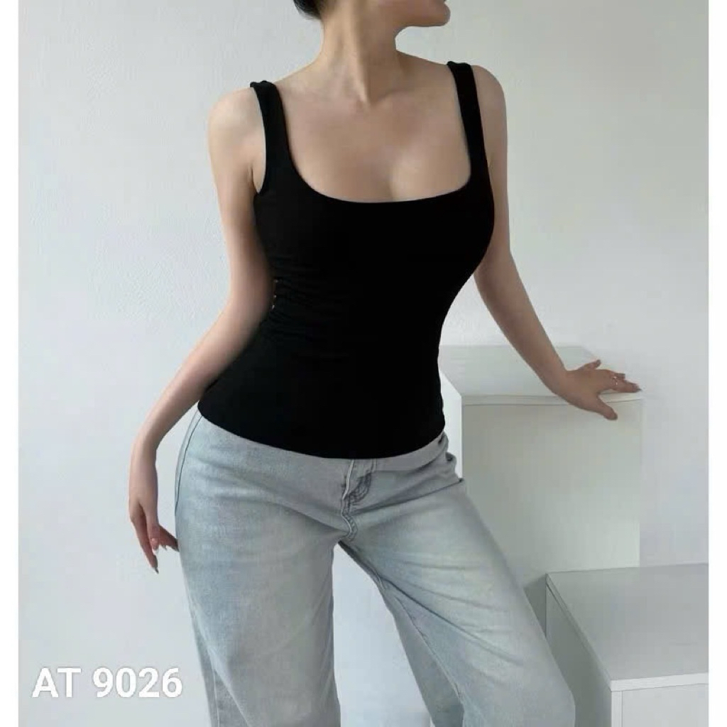 Áo thun nữ ba lỗ cổ chữ U Bigsize 55-85kg trơn có mút cố định tôn V1 AT9026 | BigBuy360 - bigbuy360.vn