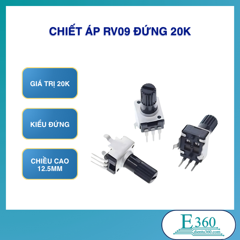 Chiết Áp RV09 Đứng 20K (5Pcs)