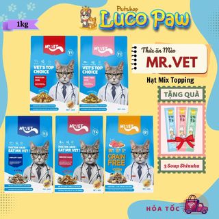  MRVET   Mr Vet 1KG Thức Ăn Cho Mèo Hạt Topping Cao Cấp T1 T2 T3 T4 G1 - LUCOPAW PETSHOP 