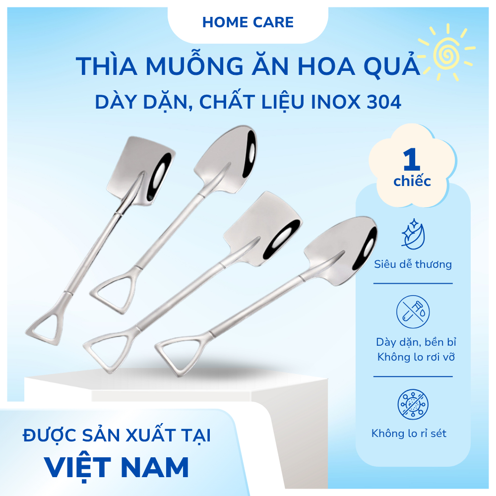 Xẻng Muỗng Inox Ăn Hoa Quả, Kem, Đồ Khai Vị – Thìa Ăn Thép Không Gỉ Cao Cấp Mạ Vàng Sang Trọng G10