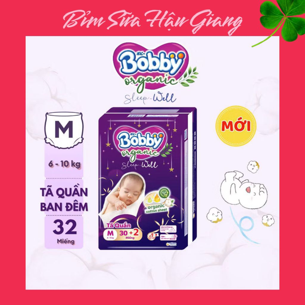 [ QT ] TÃ / BỈM ĐÊM BOBBY Organic SLEEP WELL ( ĐỦ SIZE)