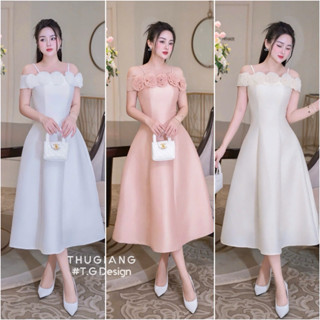  Đầm đi dự tiệc đám cưới dáng dài T61 - váy trắng sang trọng dành cho tiệc Đủ size sml 