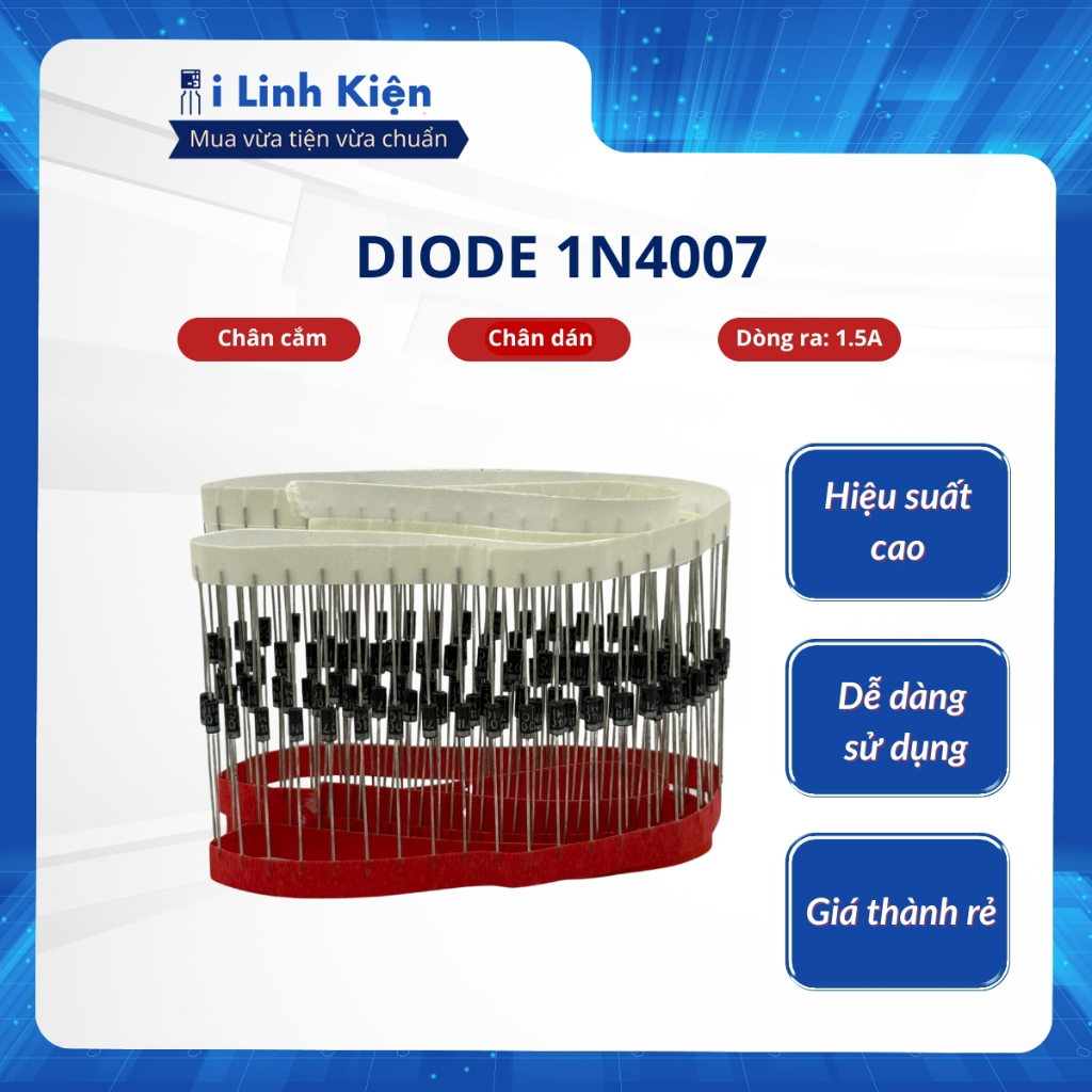 Diode 1N4007 1A 1000V thân to túi 10 con.