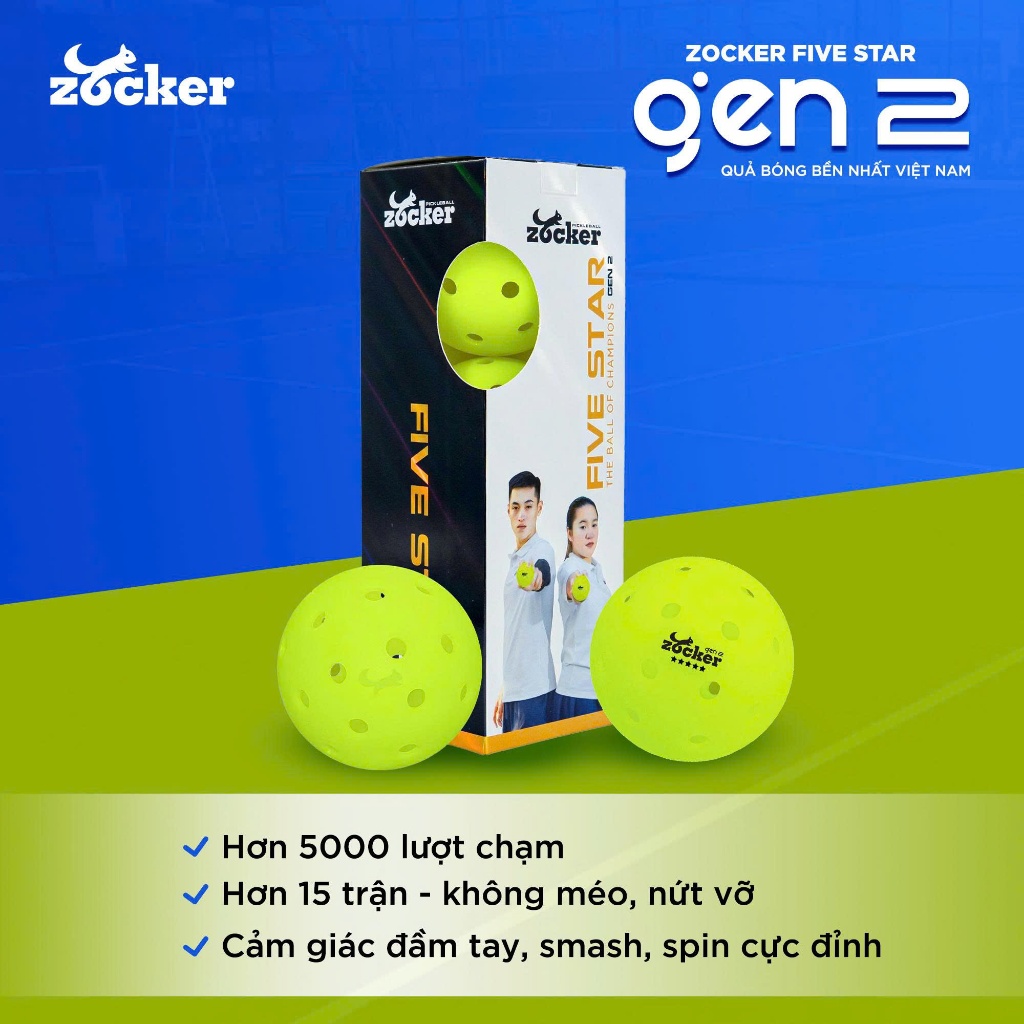 (Zocker Fivestar Gen 2) Hộp 3 bóng thi đấu Zocker Fivestar Gen 2 đạt chứng chỉ USAPA