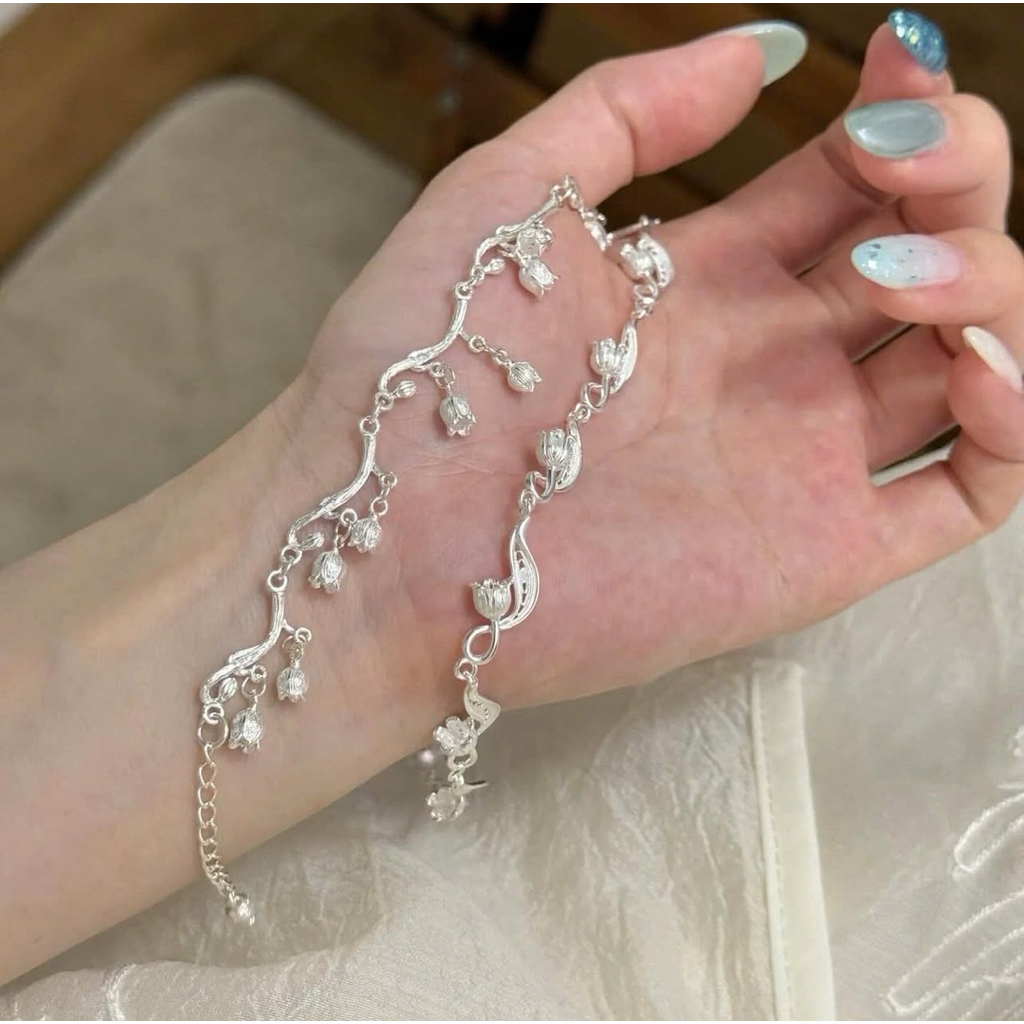 LẮC TAY HOA LINH LAN BẠC NỮ BẠC S925