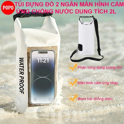 Túi đựng đồ chống thấm nước 2 ngăn POPO DT5 màn hình cảm ứng nhạy kèm dây đeo, dung tích 2L