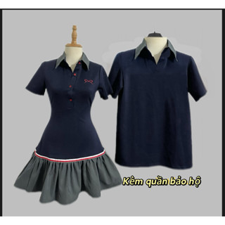 ( S - 51 )[ GIÁ CẢ CẶP] Set đồ đôi nam nữ couple váy ôm eo dáng xoè phối cổ áo polo nam chất liệu mì lạnh mềm mịn mát