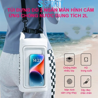 Túi đựng đồ chống thấm nước 2 ngăn SPORTY DT5 màn hình cảm ứng nhạy kèm dây đeo, dung tích 2L