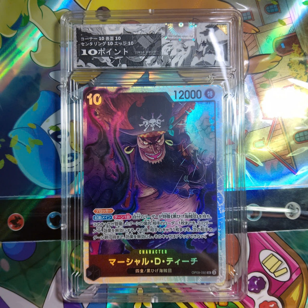 Tranh Thẻ Bandai chính hãng OP09-093 Marshall D Teach One Piece holo trong khung Slab 10 NF42 14