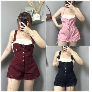  TIENSTYLE -  Yếm jean rách 5 nút rách tua lai 1 nắp túi Yếm quần short tua lai 5 Màu Size S-5XL 