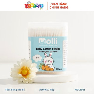 Tăm bông thân giấy Molli cho bé 200c/hộp