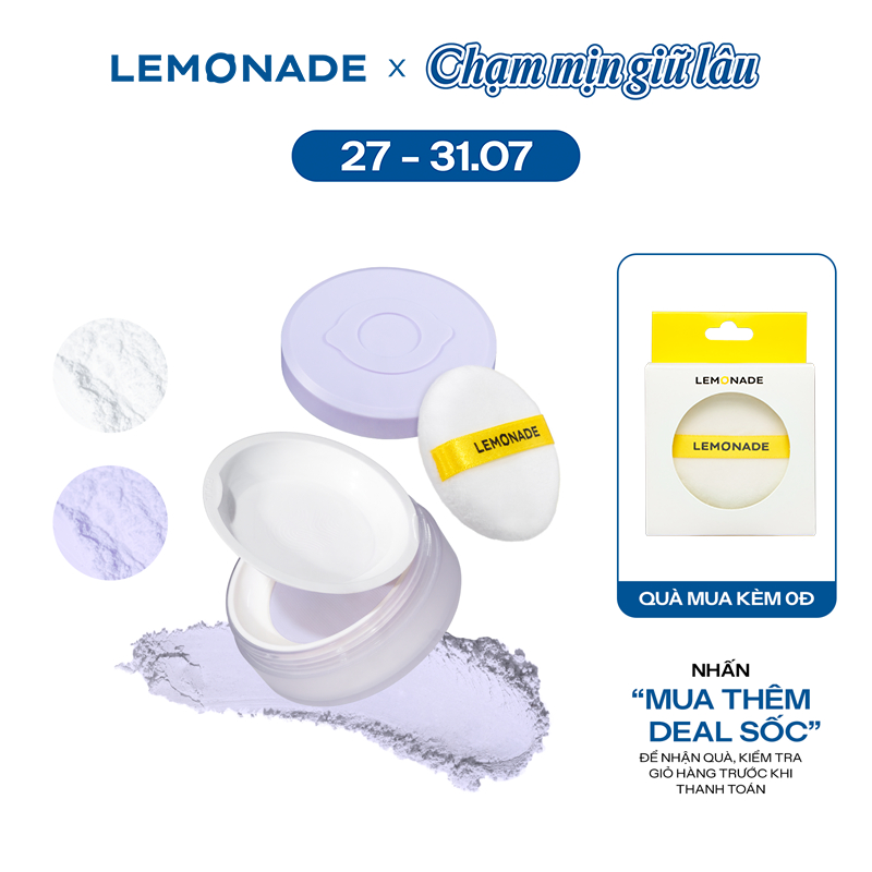 Phấn phủ mỏng nhẹ kiềm dầu thuần chay chống nắng Lemonade Supermatte No Makeup Loose Powder 9g
