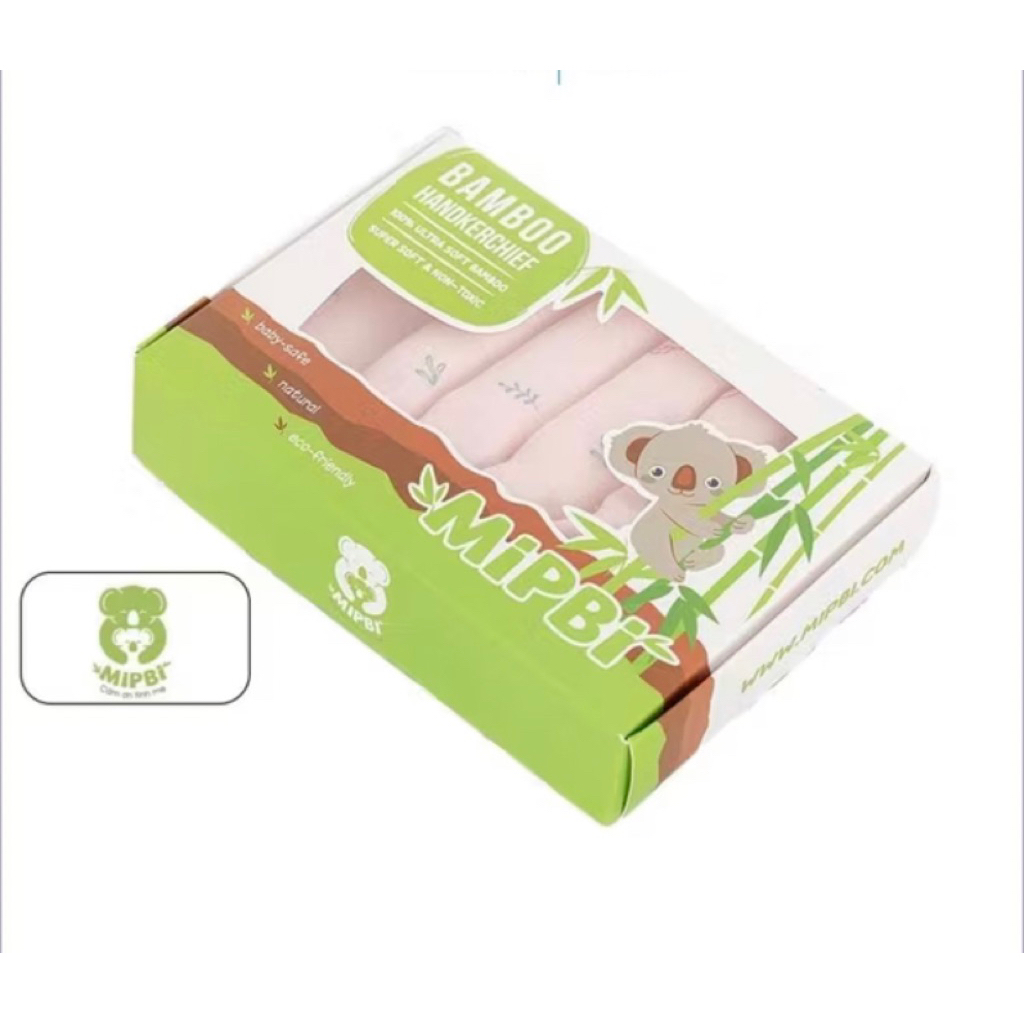 Khăn sữa sợi tre Mipbi (  hộp 6 khăn ) hàng chính hãng 100% sợi tre cho bé