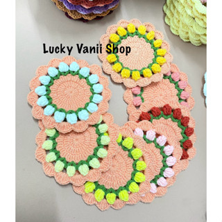  Đế lót ly bằng len Đế lót ly handmade Đế hoa len lót ly 