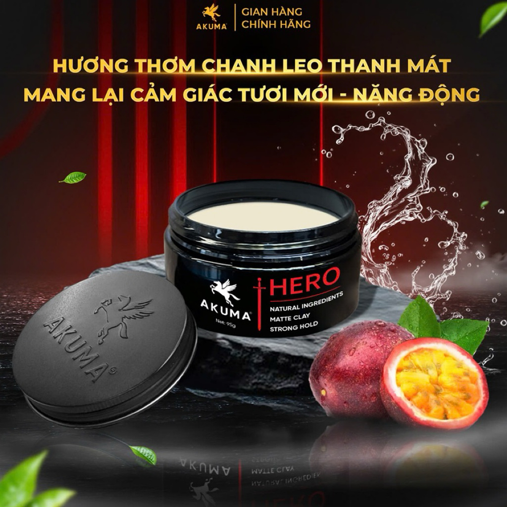 (Mua 1 Nhận 2)SÁP VUỐT TÓC AKUMA HERO MATTE CLAY 95G TẶNG KÈM  LƯỢC TEXTURE