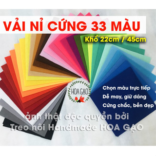 vải màu nỉ cứng, vải dạ khổ 22, 45 cm GNC2 handmade, làm móc khoá, sách vải, đồ chơi