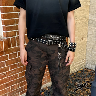 (Có sẵn) AOE STUDIO - Thắt lưng nam nữ da PU phối khoen logo hợp kim dây nịt cao cấp phong cách punk Y2K Unisex