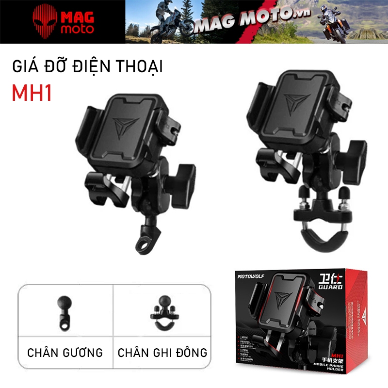 Giá Đỡ Điện Thoại MH1 - Kẹp điện thoại motor, xe máy - Chính hãng Motowolf