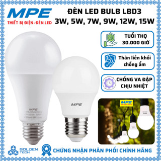 Bóng đèn Led Bulb chống ẩm LBD3 MPE 3W, 5W, 7W, 9W, 12W, 15W Ánh sáng Trắng 6500K, Vàng 3000K