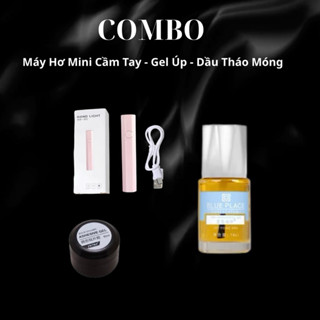 COMBO MÁY HƠ (Màu Ngẫu nhiên), DẦU THÁO MÓNG CHÍNH HÃNG, MÁY HƠ MINI, GEL ĐỊNH HÌNH DÁN NAILBOX