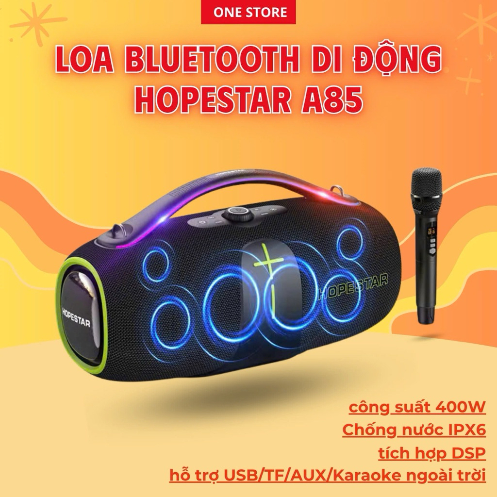 [HÀNG CHÍNH HÃNG] Loa HOPESTAR A85 400W .Chống Nước IPX6, Bass Mạnh