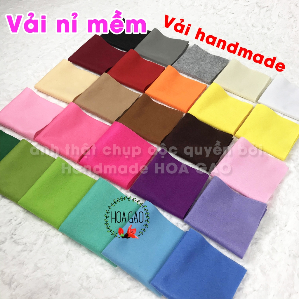 Vải nỉ mềm, vải dạ HGM22 khổ 22cm, 45cm may treo nôi, handmade 26 màu
