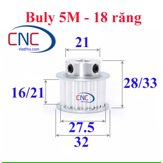 Puly đai răng 5m18 CNCVietPro buly 5m 18 răng
