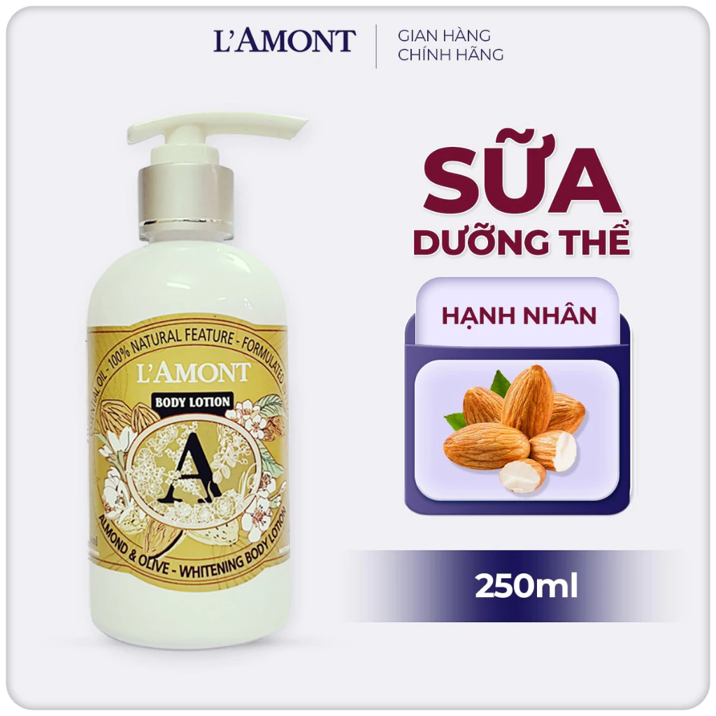 Sữa Dưỡng Thể Dưỡng Da LAMONT Almond Hương Hạnh Nhân 250ml