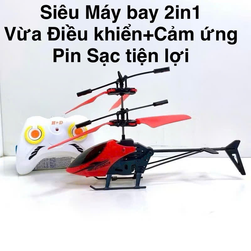 (Hàng mới về) Máy bay trực thăng mini 2in1 hàng vừa dùng điều khiển kết hợp cảm ứng tay,pin sạc, hàng sẵn kho lào cai