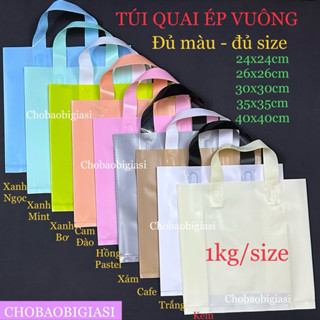 1kg túi quai xách VUÔNG dày dặn, bóng dẻo, chắc chắn đủ size - đủ màu, túi quai ép đựng thời trang, phụ kiện (Sp y hình)