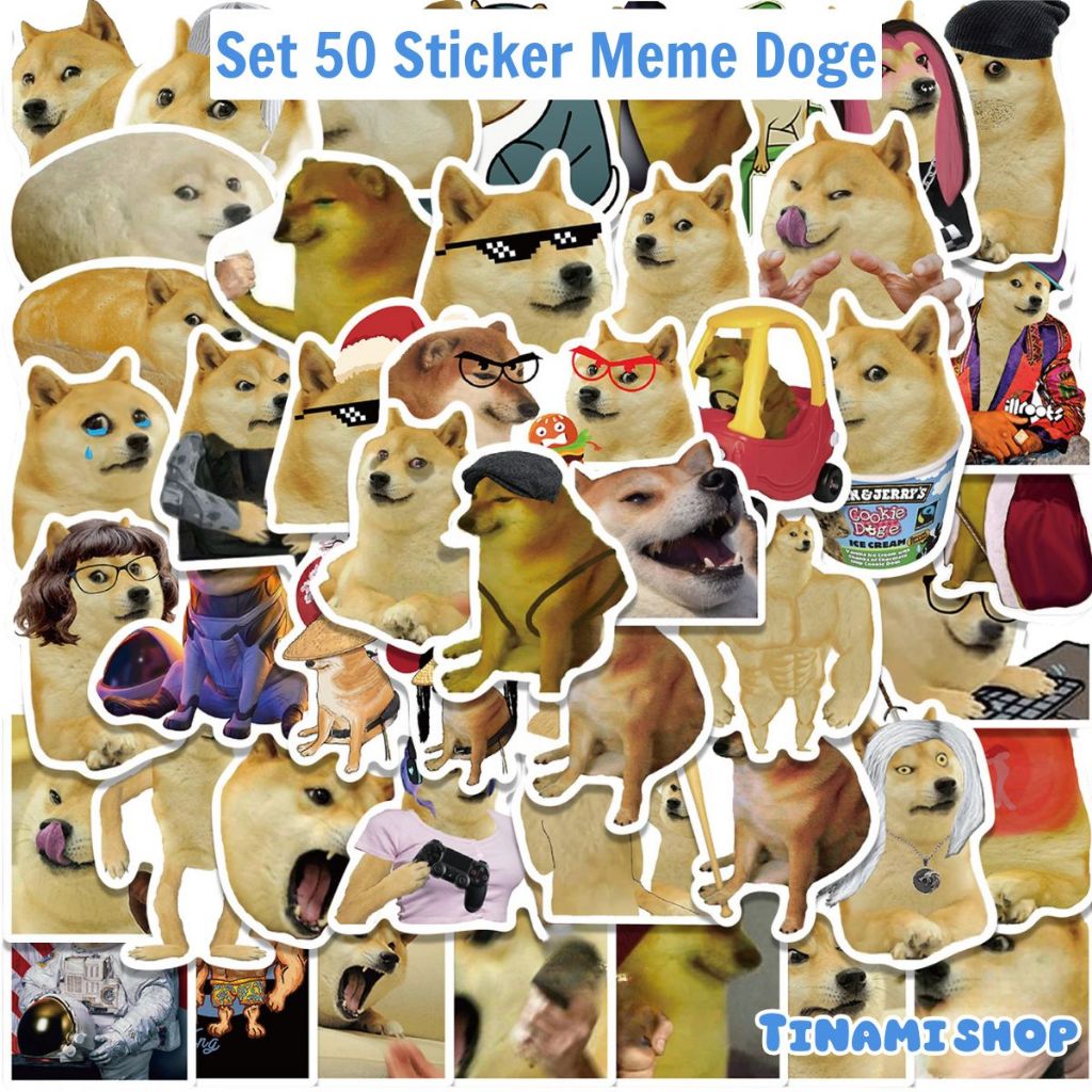 50 Sticker meme chó cheems doge hình dán meme vui nhộn hài hước trang trí đa năng