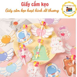 Set 10 kẹp kẹo mút bằng giấy , cắm kẹo mút hoạt hình dễ thương làm quà tặng cho bé_KHÔNG KÈM KẸO