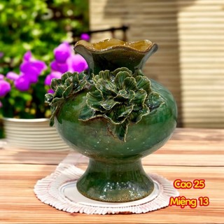  Bình Hoa Đắp Nổi Gốm Sứ Bát Tràng Lọ Hoa Thủ Công Cao Cấp Trang Trí Cắm Hoa Phòng Khách Đẹp 