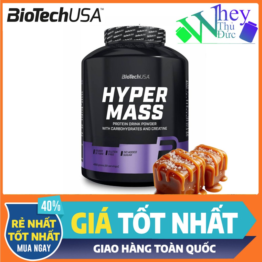 Hyper Mass Biotech 4kg vị Caramen – Mass Gainer Cao Cấp, Dành Cho Người Gầy Khó Tăng Ký