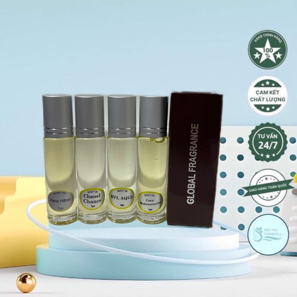 Nước Hoa Pháp GLOBAL FRAGRANCE - Là Tinh Dầu Dạng Lăn 12 ml - Thơm Dai - Sang Trọng - Ngọt Ngào - Cá