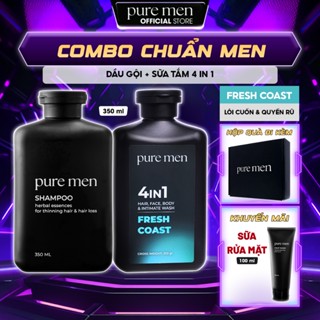 Combo Chuẩn Men -  Dầu Gội & Sữa Tắm 4in1 Cho Nam Pure Men Natural Vegan (350ml)