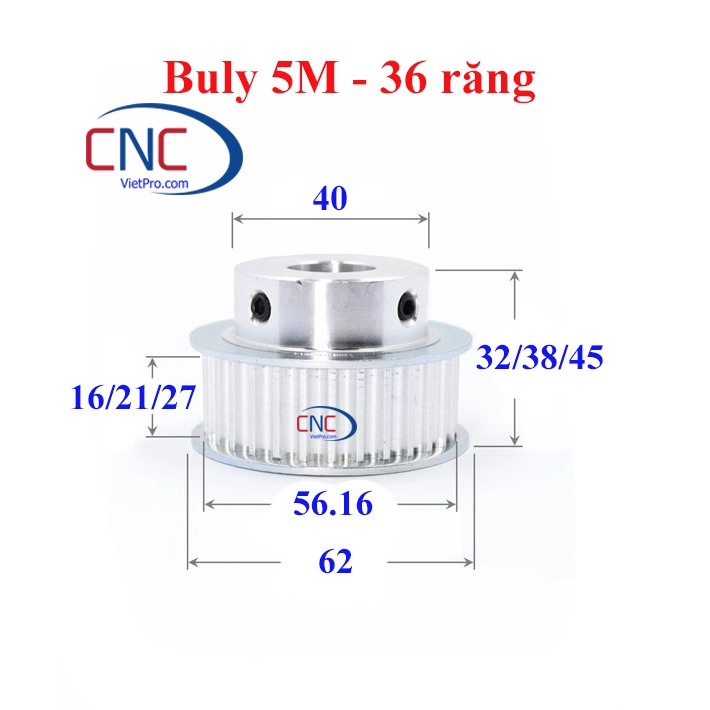 Buly 5m 36 răng Buly đai răng 5M36 lỗ trục tùy chọn