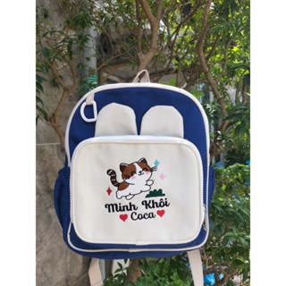 (Hỏa tốc) Balo thêu tên bé phong cách Hàn Quốc chất liệu vải canvas cho bé từ 2-5 tuổi