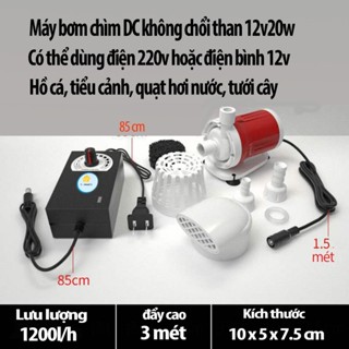 Máy bơm chìm DC mini 12v TLSMART không giật, bơm hồ cá, bể cá, tiểu cảnh, quạt hơi nước kèm nguồn 220v