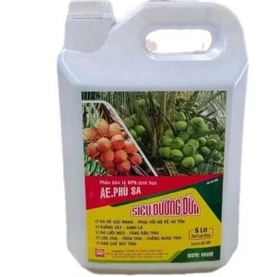 Can AE PHÙ SA 5 lít tưới dưỡng dừa giúp cây mau ra lưỡi mèo. sản phẩm có tem chống giả và logo chữ n