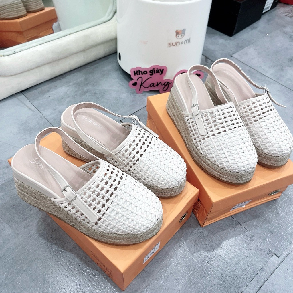 { KANG SHOP } Dép sục xuồng quai hậu đế cói full box êm nhẹ chuẩn qc 288