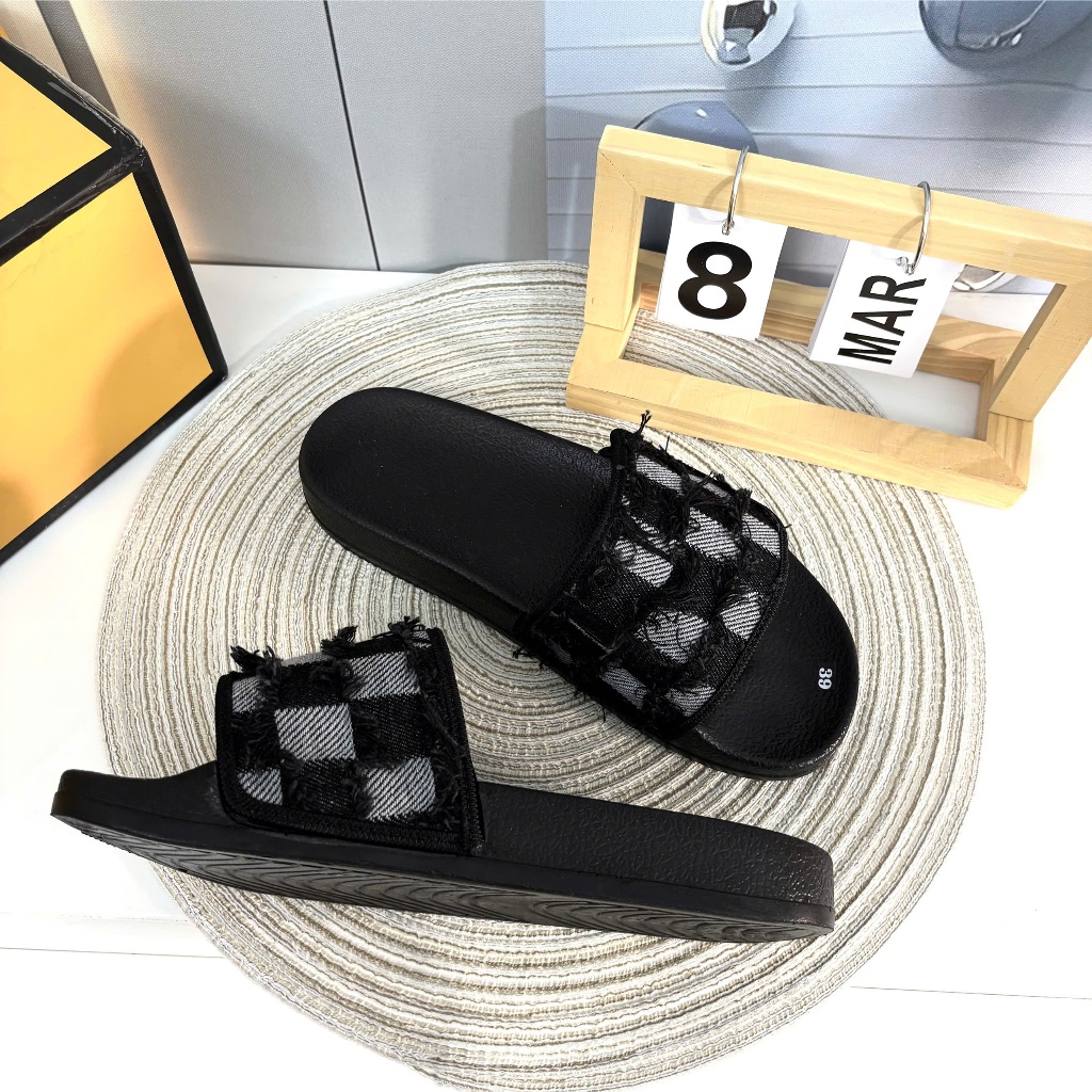 Dép lê quai ngang nam nữ UNISEX chất JEAN bò họa tiết caro đi đẹp êm chân, siêu nhẹ mẫu mới hot trend, dép mang đôi cặp