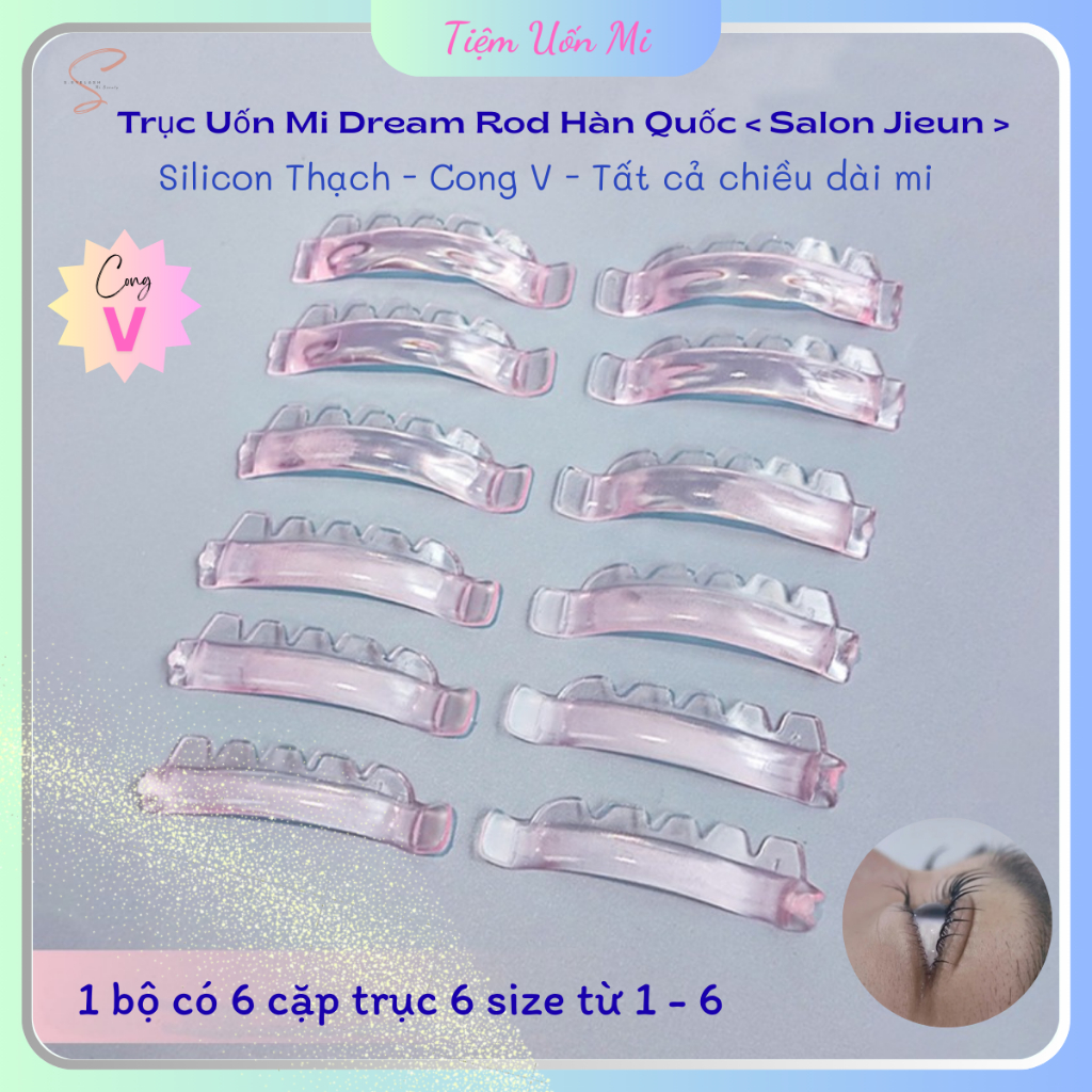  Trục Uốn Mi DREAM ROD Hàn Quốc < Salon Jieun > Cong V - Silicon Thạch tự dính - Tất Cả Chiều Dài Mi 