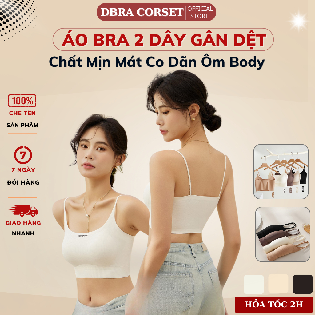 Áo Bra Gân Dệt Không Gọng Forever Love – Chất Mịn Mát, Co Giãn, Dáng Ôm Body DBRA BR.18